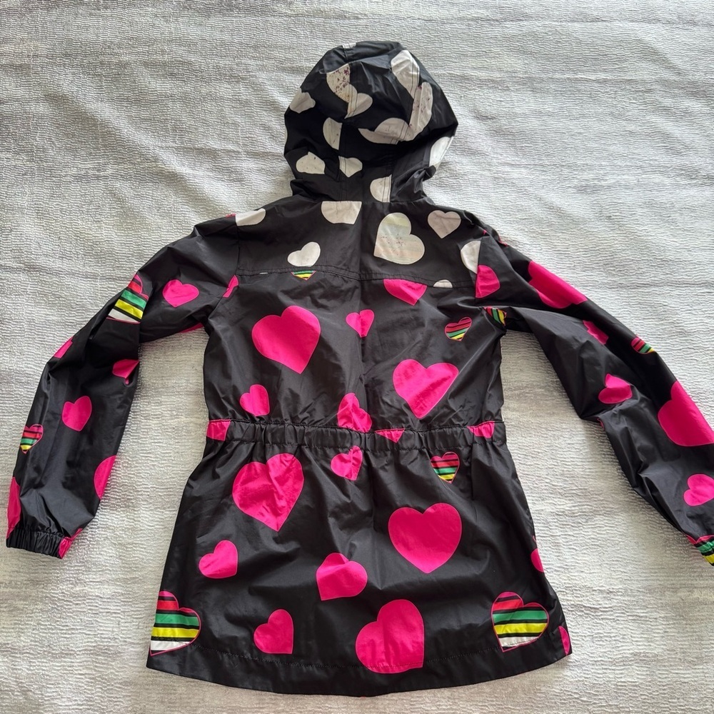 Desigual Kids Heart Raincoat - Black and Pink, Size 9/10 - Picture 2 of 11